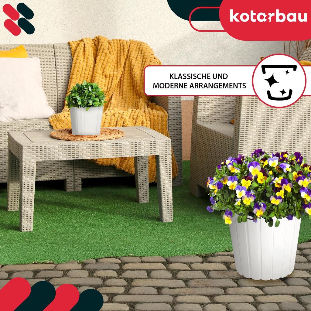 Plastic Flower Pot for Flowers and Herbs on the Balcony or Terrace, White, 20 x 18 cm