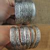 Ethnic Tibetan Miao Silver Vintage Carved Open Bangle Women's Jewelry