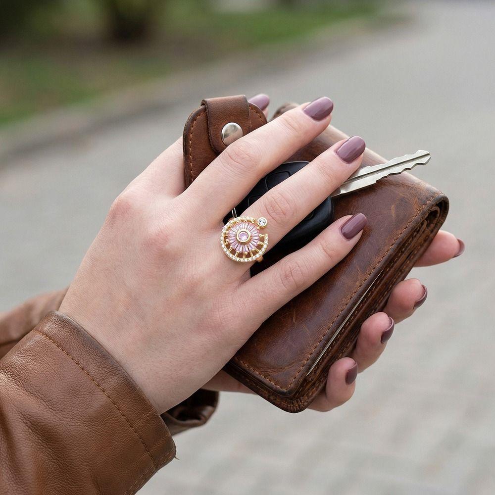 Rotating Design Rotating Ring Female Ring Anxiety Knuckle Jewelry Zircon Ring Anti Anxiety