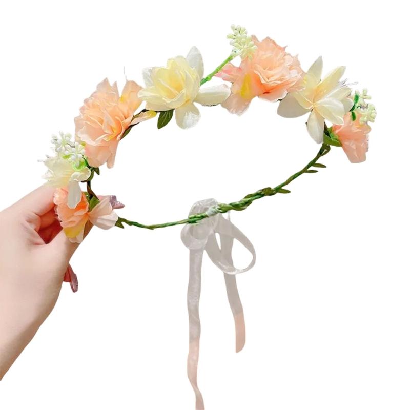 Девочки Цветочная Повязка на Голову Мягкая Ткань Цветы Головной Убор Цветочный Венок для Волос для Детской Вечеринки по случаю Дня Рождения Свадьбы Фотореквизит