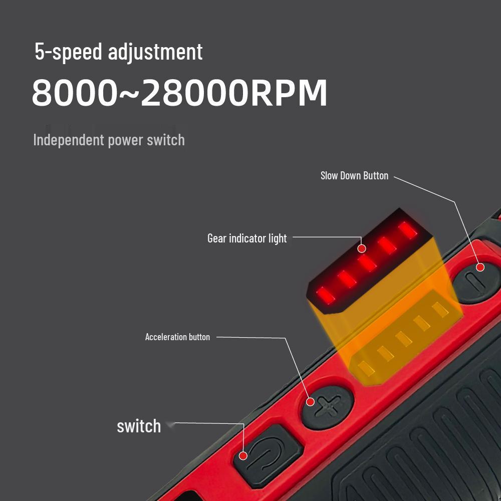7.2V Литиевая батарея Электрическая шлифмашина с 5-ступенчатой регулировкой и подсветкой для резьбы по нефриту, шлифовки и полировки