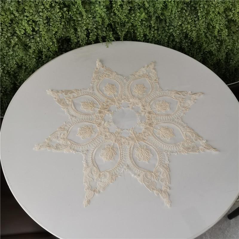 European Octagonal Lace Embroidery Chic Tablecloth Coaster Balcony Bedroom Small Round Table Cloth Mat Party Banquet Decoration