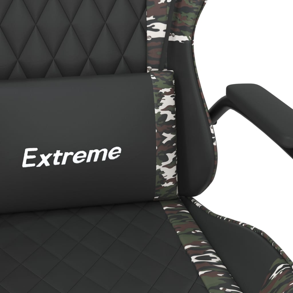 Gaming Chair in Black and Camouflage Synthetic Leather