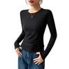 Women Bottom Tops Round Neck Long Sleeve Slim Fit Base Shirt Solid