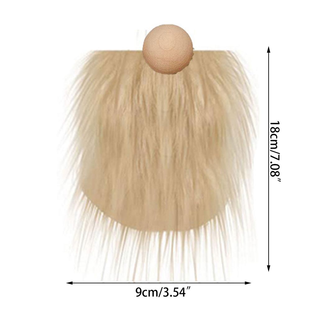 DIY Gnome Beads and Fake Beards 6pcs/set Faux Fur Dwarf Beard Wood Bead for Christmas Plush Gnome for Doll Handmade