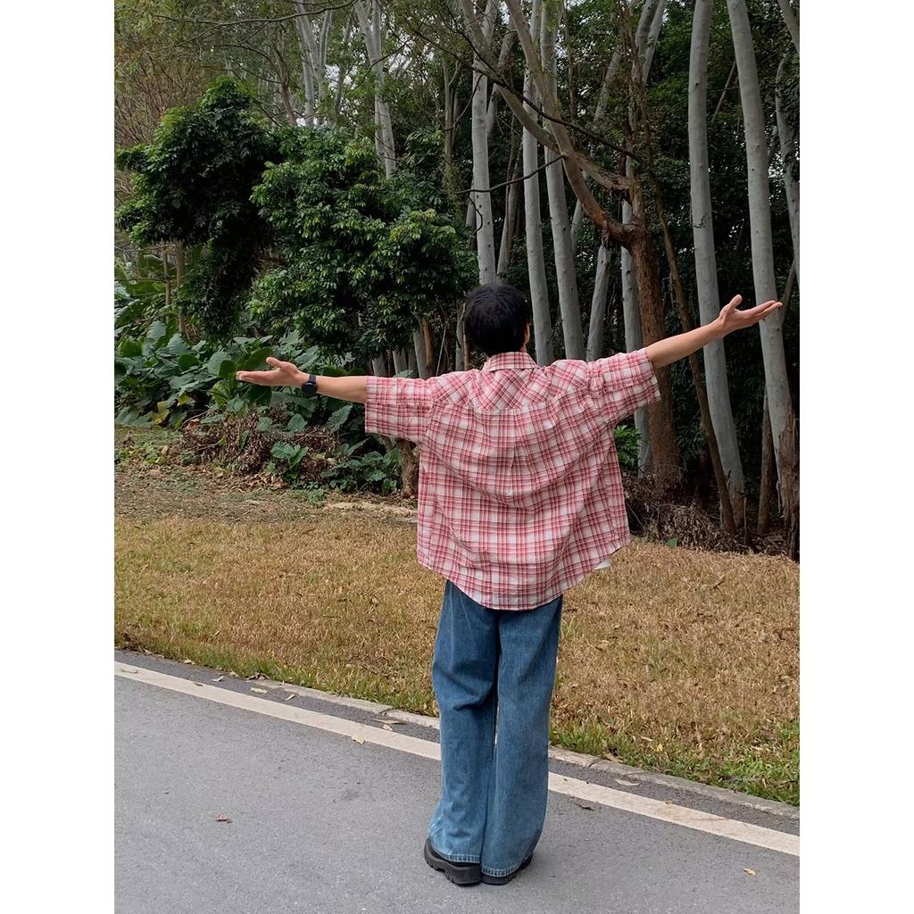 Мужская клетчатая рубашка с квадратным вырезом, молодежная мода, японский стиль, художественная мужская свободная рубашка, новая мода с длинными рукавами, осенний тренд, Харадзюку