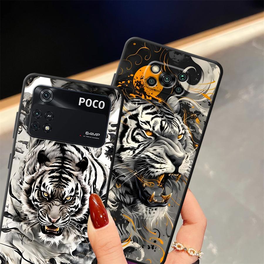 Крутая серебристая тигровая чехол-накладка для телефона для Xiaomi Poco F8 M3 M4 M7 Pro X3 X4 X5 X7 Pro C50 C75 F1 F3 C61 M5 C71