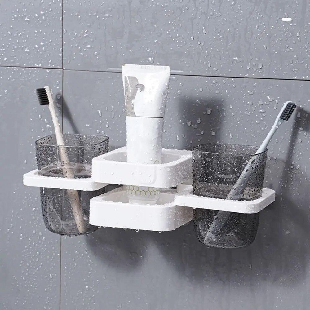 Аксессуары для ванной комнаты, сливная полка, стеллаж для хранения зубной пасты, подставка для чашек для полоскания рта, органайзер для электрической зубной щетки, держатель зубной щетки