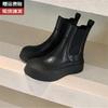 Мягкая коровья кожа~ Кожаные челси на толстой подошве, короткие ботинки для женской осени и зимы, новые, на одной педали, держатель для сигарет, ботинки Мартин, облегающие ботинки