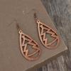 Retro Teardrop Cutout Christmas Tree Wooden Earrings 