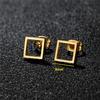 Golden Minimalist Stainless Steel Stud Earrings for Women Circle Hexagon Cross Square Cup Earings Piercing Jewelry Gifts