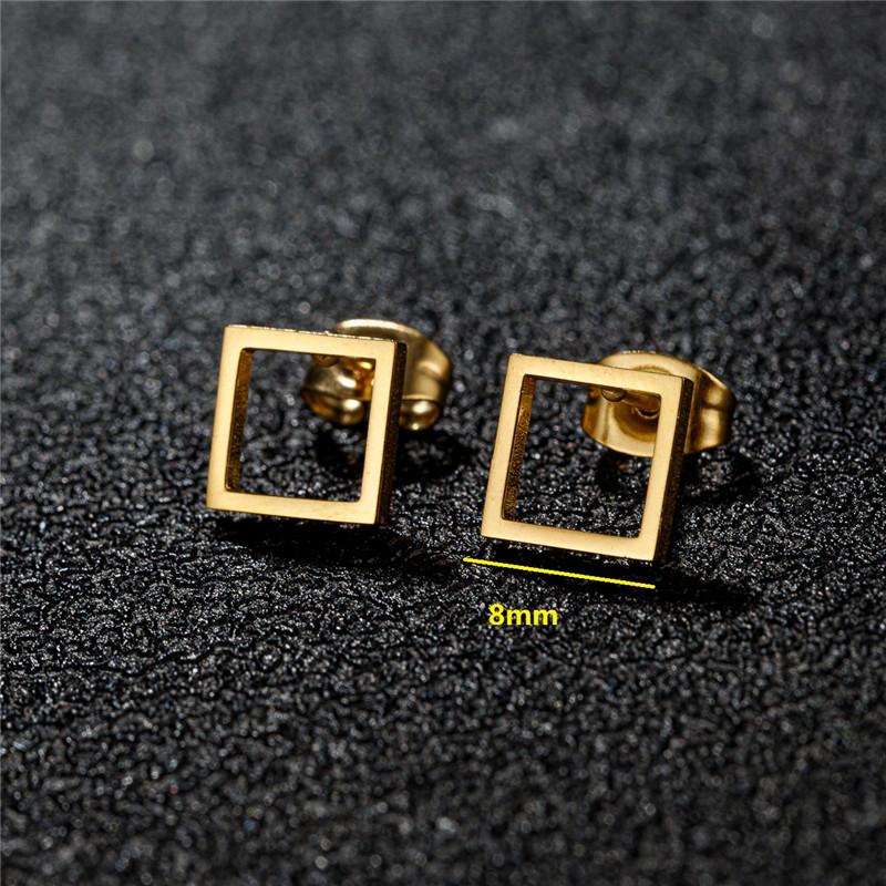 Golden Minimalist Stainless Steel Stud Earrings for Women Circle Hexagon Cross Square Cup Earings Piercing Jewelry Gifts
