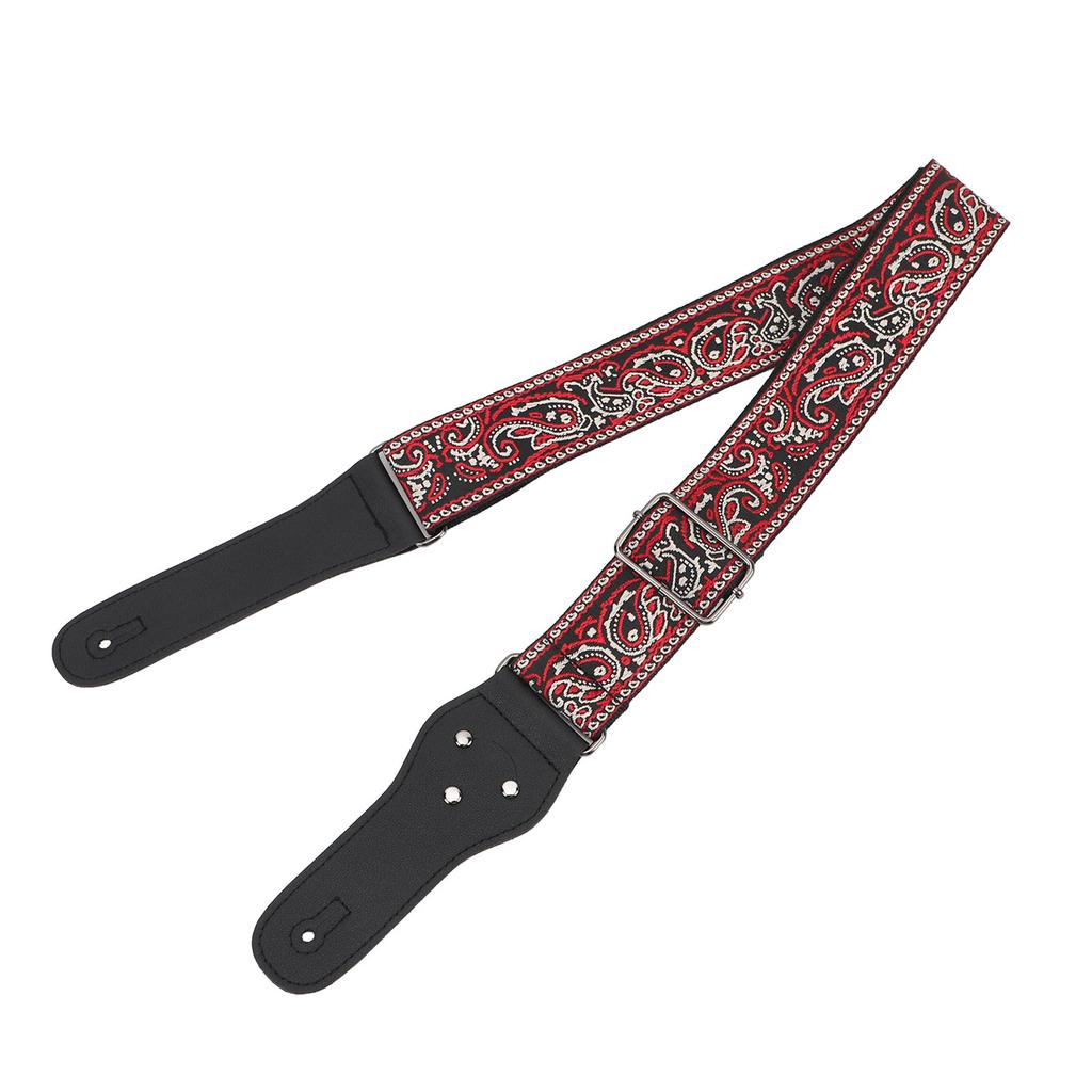 Guitar Strap Vintage Embroidered Pattern Length Adjustable Wide Guitar Belt for Acoustic Electric Guitars Bass