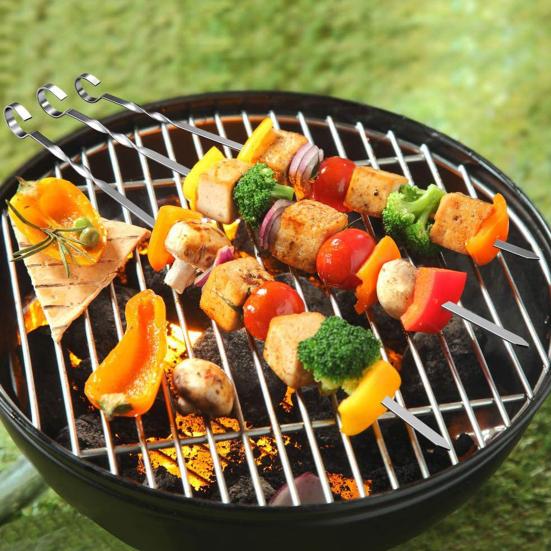 10 шт. шампуров для барбекю для гриля плоские из нержавеющей стали палочки для кебаба многоразовые палочки для гриля барбекю для мяса курицы