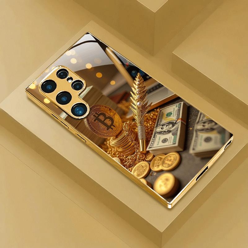 Гальванизированный золотой новый чехол для телефона для Samsung Galaxy S26 Ultra S25 Plus S24 S23 S22 fe закаленное стекло Художественные текстурные узоры
