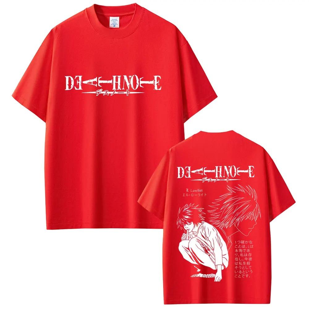 Аниме Т-shirt Тетрадь Смерти Ягами Лайт Графические Футболки Мужские Женские Мультяшные Манга Оверсайз Футболки 90-е Винтаж Уличная Одежда