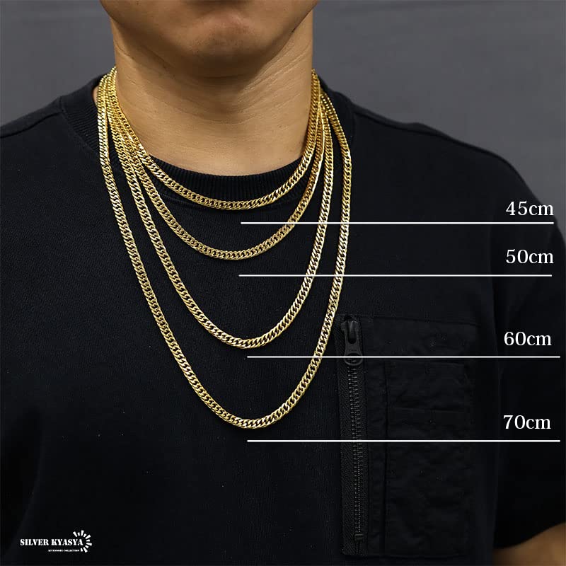 6 мм нержавеющая сталь двойная кихей центральная двойная кихей цепь 18к 18к длинная [серебро KYASYA] Тонкая, широкая, стальная, шестигранная огранка, ожерелье, складная, золотая, ожерелье,