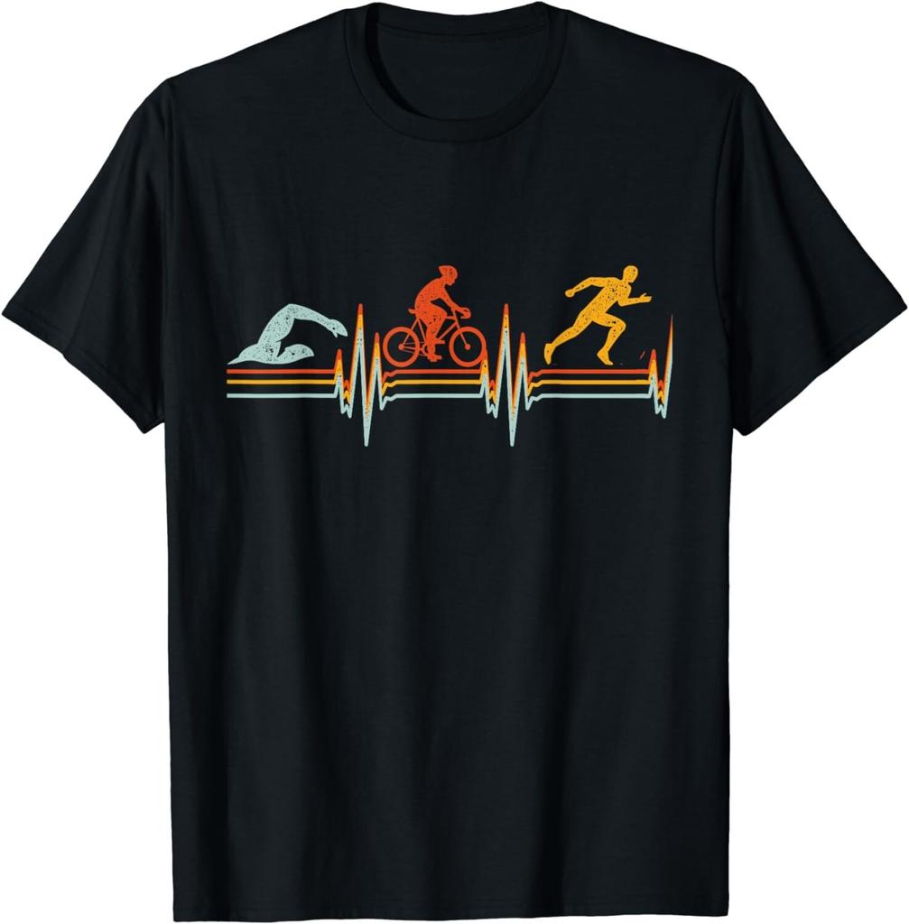 Vintage triathlon swim bike run triathlet heartbeat Gift Unisex T-Shirt Mens Womens Tees Top