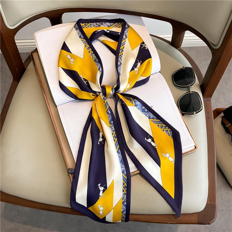 Luxury Brand Horse Printed Scarf Elegant Slender Thin Silky Scarf Women's Casual Decorative Neck Scarf