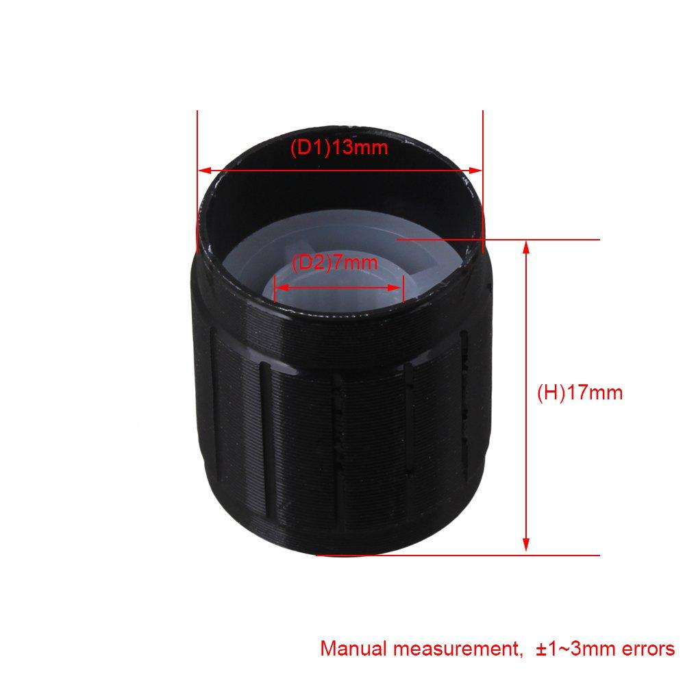 Yibuy Volume Control Dome Knob Rotary Knob for Electric Aluminum 10pcs Black Inner Diameter 6mm Guitar/Bass