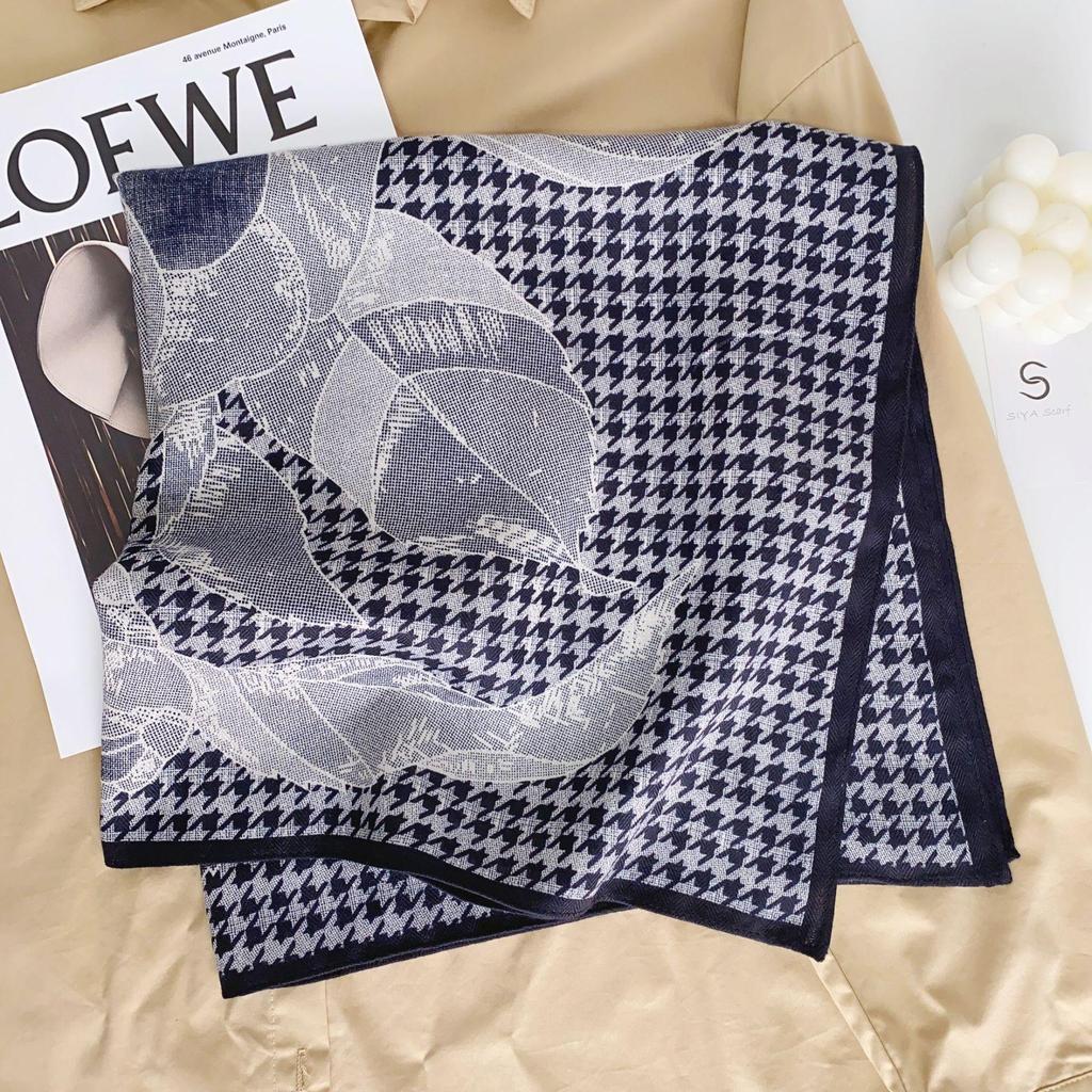 Korean Style Silk Square Scarf with Butterfly & Flower Print - Women's Fashion Accessory, Neck Tie, or Hair Scarf - Ideal Mother's Day Gift