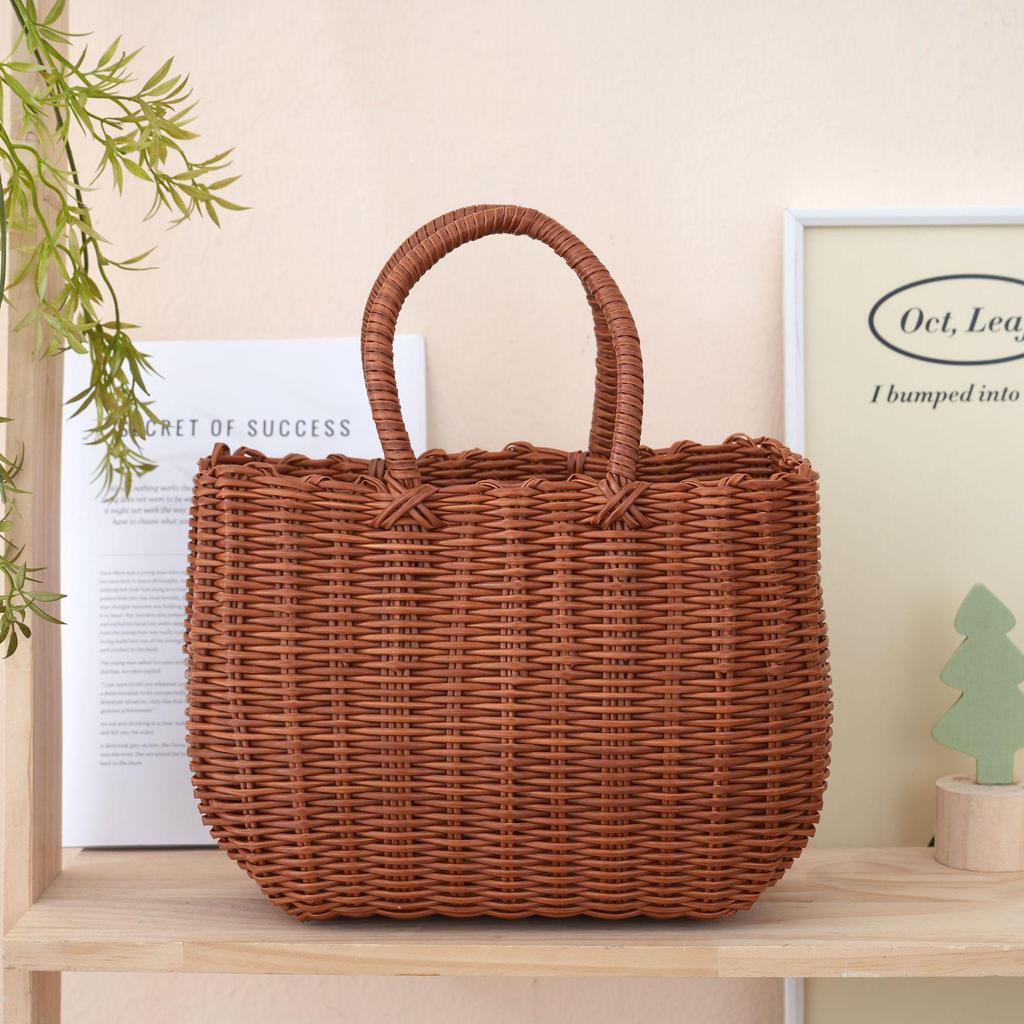Colorful Imitation Rattan Woven Ladies' Picnic Handbag