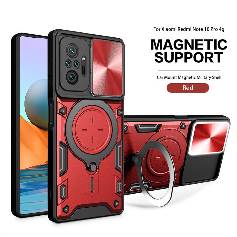 Для Redmi Note10 Pro Чехол Slide Camera Lens Protect Armor Ring Holder Чехол для телефона для Xiaomi Redmi Note 10 Pro Max 10S Задняя крышка