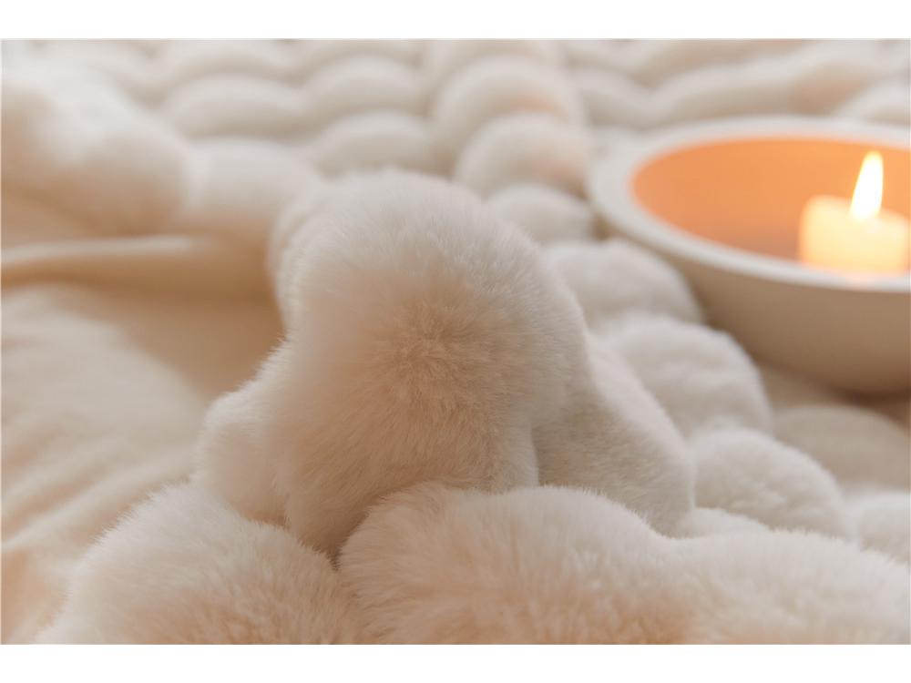 Элегантный двухслойный плюшевый плед «Пузырчатый кролик» - Уютный плед для сна, дивана и шаль