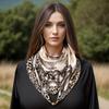 Fashion Leopard Print Chain Square Scarf Shawl Magnetic Suction Design Satin Slik Towel For Women Casual Scarves