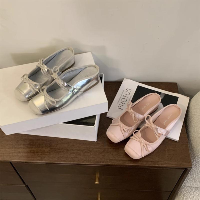 Женские мюли, тапочки, новинка 2024 года, модные удобные шлепанцы с двойным бантом, женские модные туфли Мэри Джейн для активного отдыха