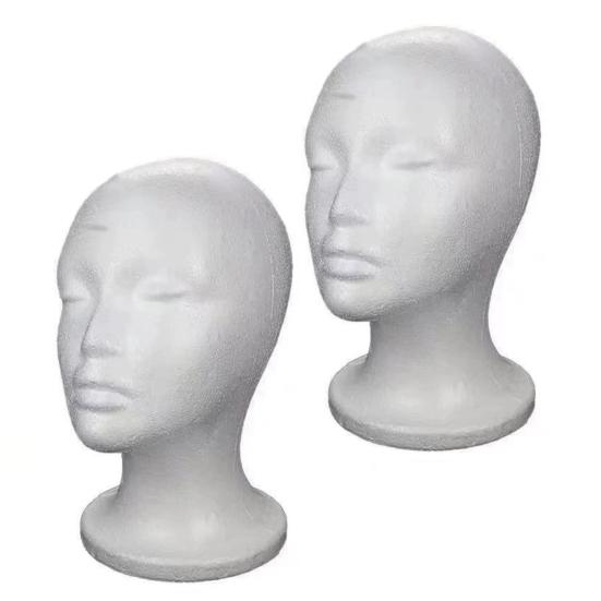 Foam Head for Wigs Female Mannequin Head Headset Wig Display Stand Hairpieces Hats Holder Lightweight Cap Stand for Home Salon Travel
