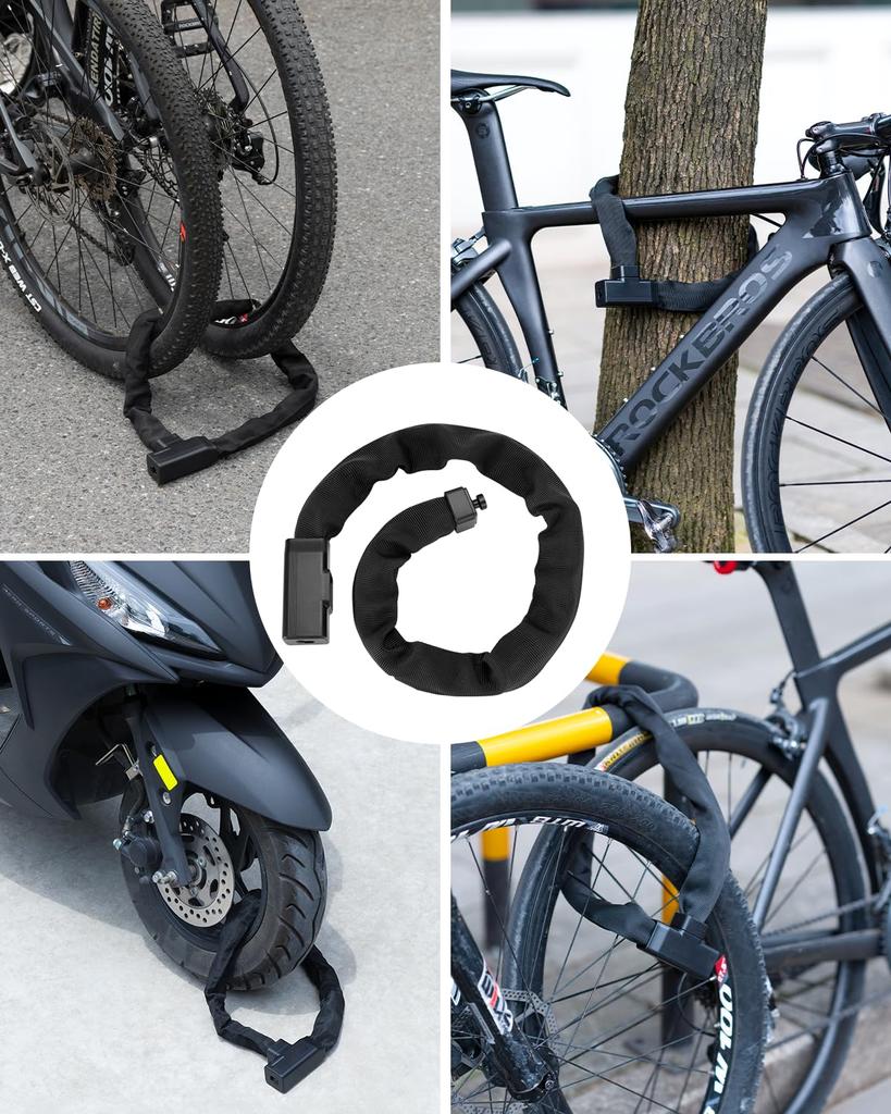 Rockbros Велосипедный брелок для ключей толщиной 8 мм, велосипедный велосипед Cut Wave Road Cross, общая длина 2 ключа, черный замок, цепь, прочный, противоугонный замок, замок, противовысокий