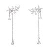 Серьги-кисточки из серебра 925 пробы Banyan Tree - Элегантный дизайн с бриллиантовыми цветами для женщин