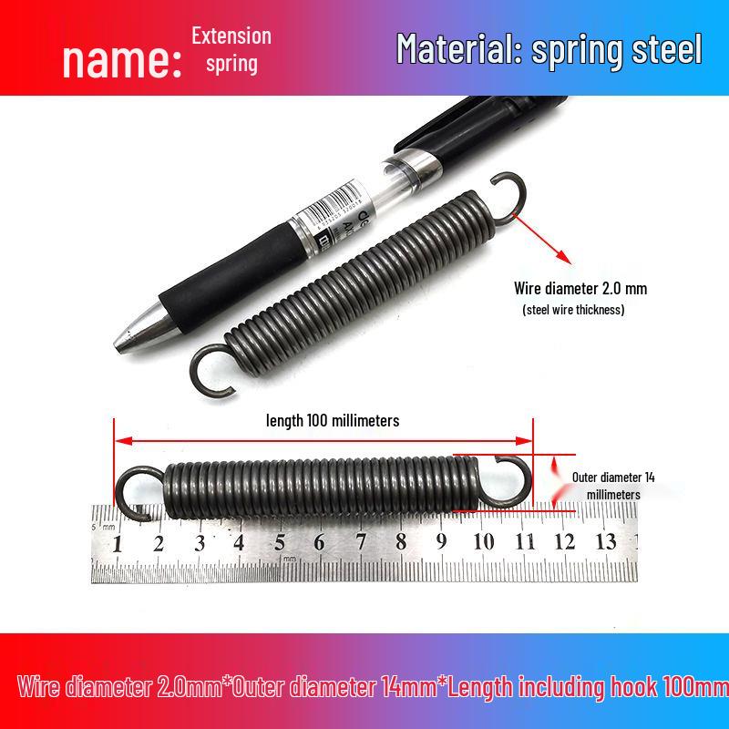 Желтая пружина растяжения из пружинной стали с крюком для удлинителя электрического вилочного погрузчика, наружный диаметр 12-22 мм, проволока 2,0 мм, высокая сила растяжения