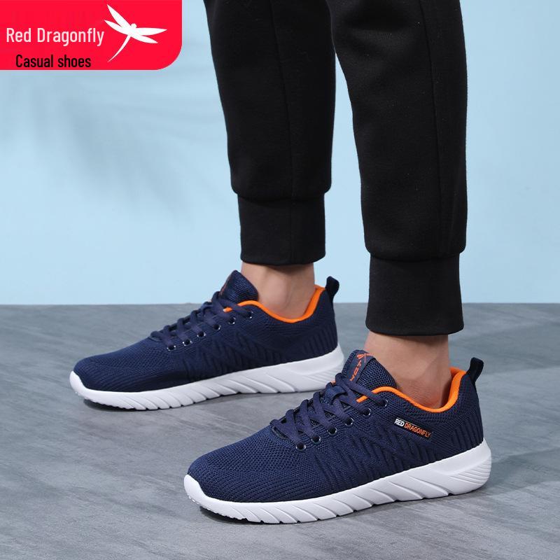 Мужские дышащие кроссовки Red Dragonfly Flyknit для бега - Весенне-осенние повседневные спортивные кроссовки