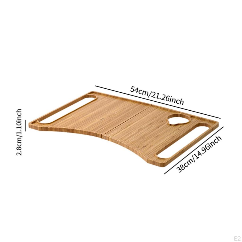 Бамбуковый поднос-столик складной мобильный для еды Взрослые аксессуары Прочный с подстаканником