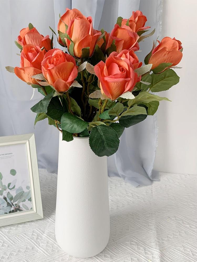 12 шт. искусственных шелковых цветов, розы, искусственные розы с длинными стеблями, реалистичные букеты из искусственных роз для свадебных украшений, свадебного декора, домашнего стола