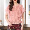 ZANZEA Women Casual Round Neck Short Sleeve Embroidery Lace Patchwork Blouse