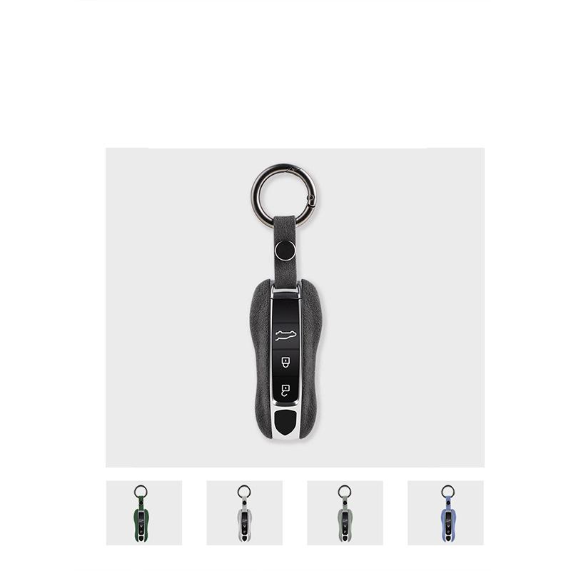 AION7 For Porsche Cayenne 92A 9YA 2018-2024 Panamera 971 2017-2025 911 992 Alcantara Suede Key Cover Keychain Key Case