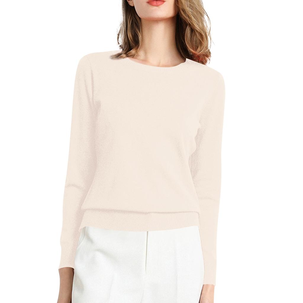 Женский вязаный свитер с длинными рукавами и круглым вырезом, свободный тонкий топ