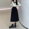 Длинная плиссированная юбка, женская винтажная корейская модная однотонная юбка трапециевидной формы с высокой талией, элегантная повседневная осенняя школьная юбка для девочек