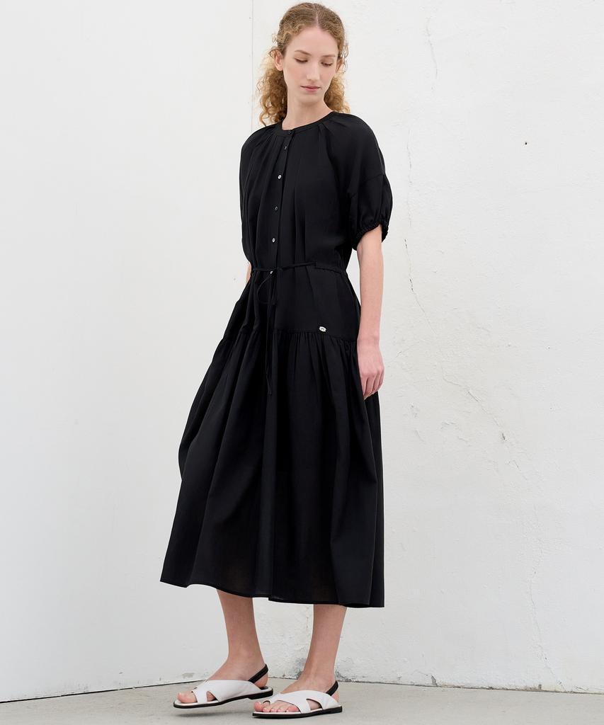 Mite Flare Pin-Tuck Dress_Black
