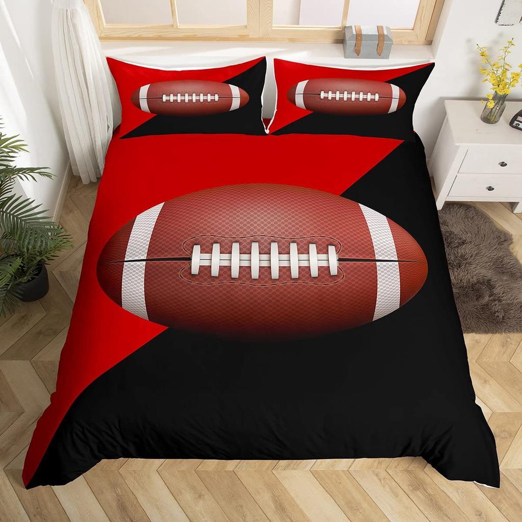 Регби Американский футбол Домашний текстиль Цифровая печать Комплект постельного белья из трех предметов