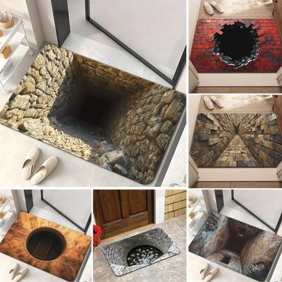 3D Напольный коврик с реалистичной иллюзией ямы Нескользящий коврик из кристального бархата для прихожей, гостиной, входной зоны, дверной коврик, домашний декор
