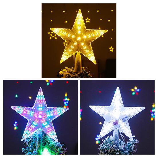 Топпер для рождественской елки со светодиодной подсветкой, топпер для елки со звездой, водонепроницаемый многоразовый, высокая яркость, новогодний праздник, домашний офис, украшения для дома, Рождество