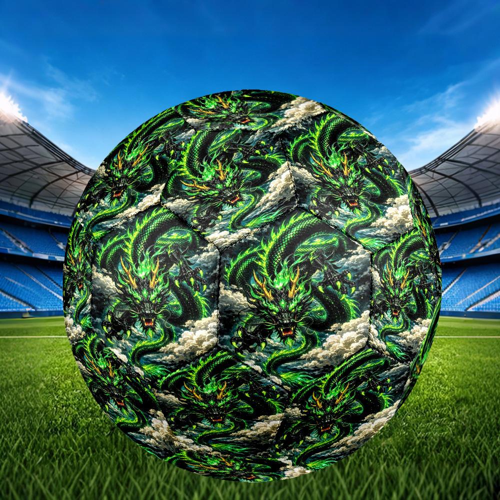 1pc Green Dragon Sky Theme Soccer Ball Football, Size 5, Lightweight PVC, Outdoor Training Soccer Ball,Gift c6546