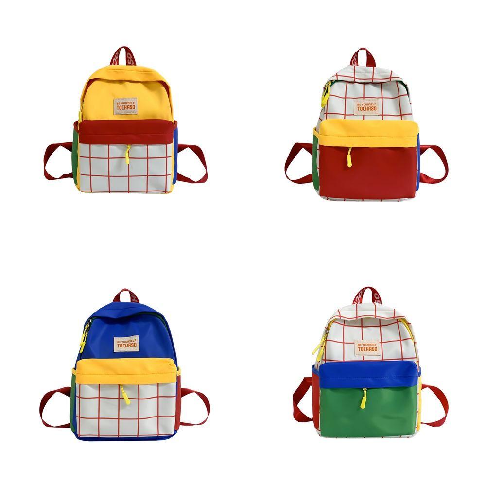 Милый рюкзак с контрастным цветом и клетчатым узором в корейском стиле, нейлоновый, детский, школьный, большой вместимости, милая сумка через плечо, детский рюкзак