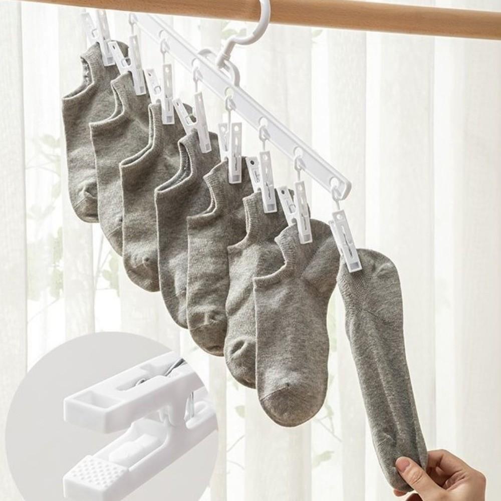 5pcs Pants Clip 8 Clips Socks Drying Rack Non-Slip Plastic Drying Clips Windproof Multi-Function Underwear Drying Household