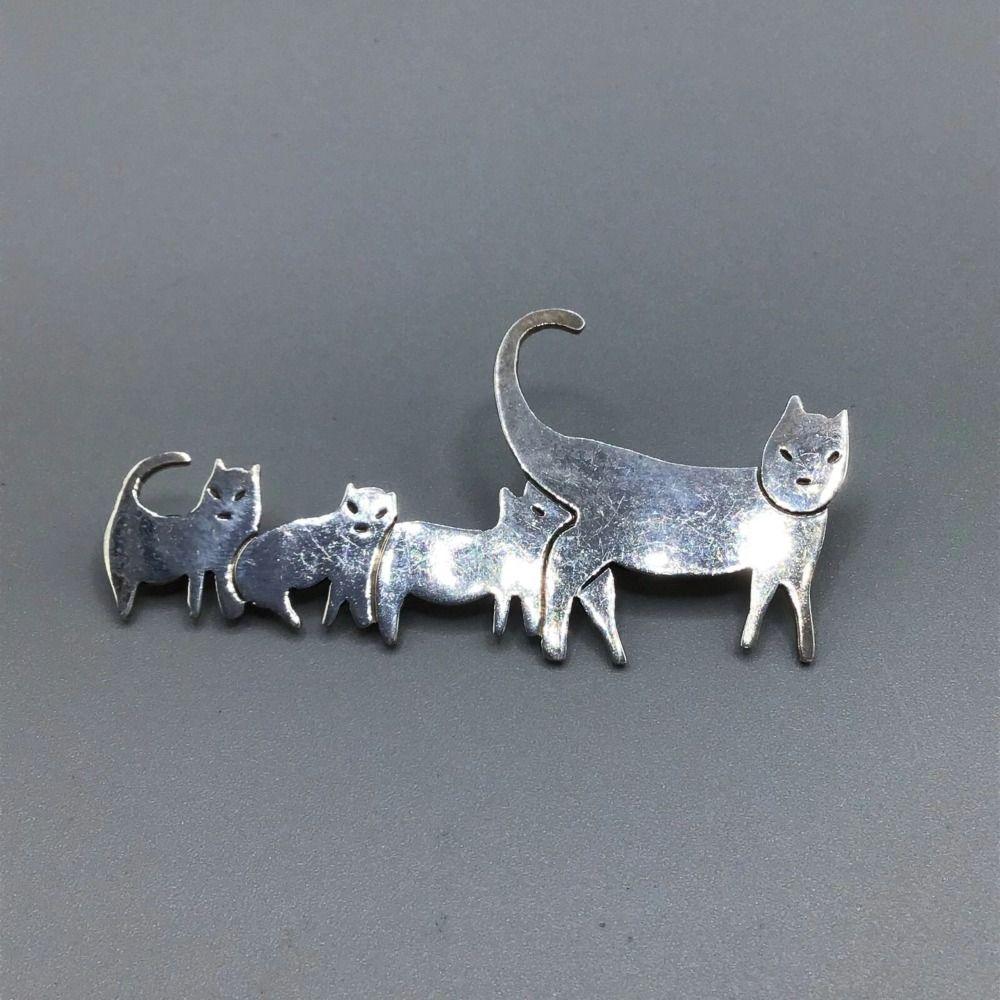 Jewelry Cute Cat Family Brooch Fashion Cat Brooch Animal Jewelry Vintage Animal Pin  Bags