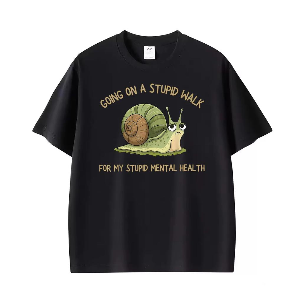 Oversized Cotton Short Sleeve TShirt Funny Slow Walk Snail Meme Tee for Silly Unisextal Health Unisex And Unisex Comfortable TShirt